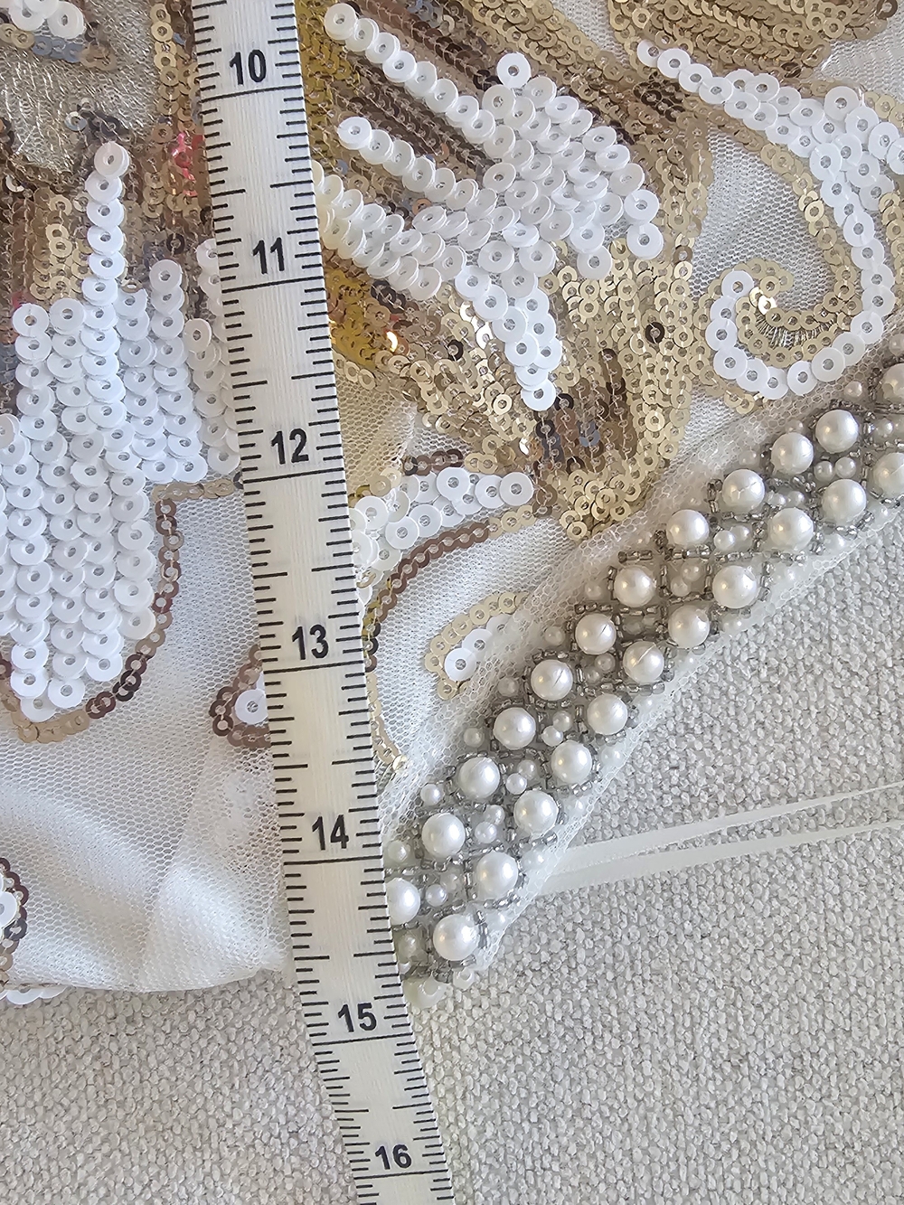 12th TRIBE Like Gold dust White SEQUIN fringe Dress Sz L - Picture 11 of 16